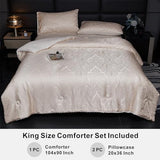 tohrisa Jacquard Comforter Set - Luxury Warm Paisley Floral Pattern King Size Bedding with 2 Pillowcases All-Season Soft & Lightweight 3D Bubble Design Bed Set (104x90 Inches Rose Gold) tohrisa