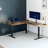 VIVO Medium Electric Single Motor Height Adjustable 3-Leg Corner Desk Standing Frame, Holds up to 225 lbs, Sit Stand L-Shaped Motorized Legs Only, Black, DESK-E355B VIVO