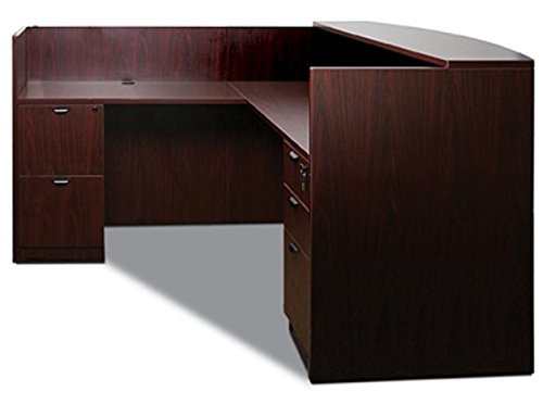 Offices To Go L Shaped Reception Desk W/Transaction Top 71" W X 30" D X 42" H Reception Return 42" W X 24" D X 42" H - American Espresso Offices To Go