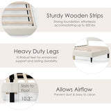 Vivienne Contemporary Boucle Fabric Queen Size Platform Bed Frame with Adjustable Curved Headboard and Solid Wood Legs - White Furniture of America