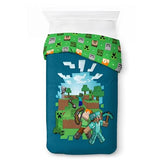 Jay Franco Duvet Cover Set – 2 Piece Comforter Cover and Sham Set, Super Soft Cozy Kids Bedding (Insert Not Included) Blue - Minecraft, Twin Jay Franco