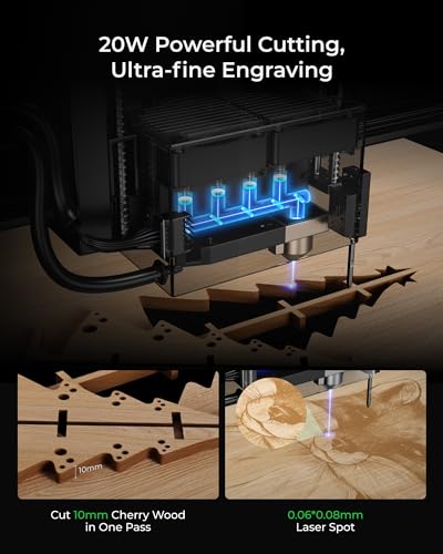 xTool S1 Laser Engraver, 20w Enclosed Diode Laser Cutter and Laser Engraving Machine White with Smart Air Assist and Honeycomb for Cutting on Wood, Acrylic, Metal, Jewelry, Leather xTool