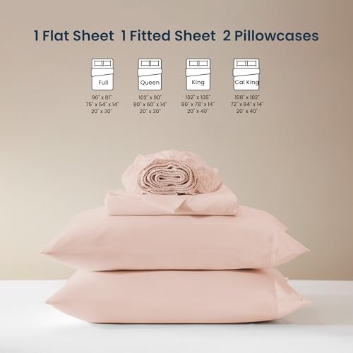 SLEEP ZONE Nanotex Super Soft Cooling King Bed Sheets Set for Kids 3 Piece - Easy Care Fitted Flat Sheet & Pillowcase Sets - Wrinkle Free,Fade Resistant,Deep Pocket 16",Rose Pink,King SLEEP ZONE