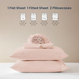 SLEEP ZONE Nanotex Super Soft Cooling King Bed Sheets Set for Kids 3 Piece - Easy Care Fitted Flat Sheet & Pillowcase Sets - Wrinkle Free,Fade Resistant,Deep Pocket 16",Rose Pink,King SLEEP ZONE