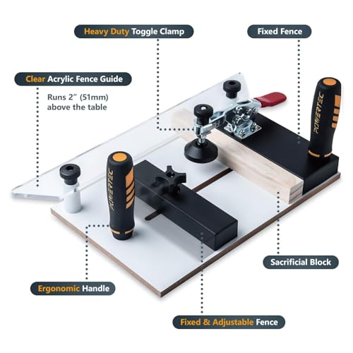 POWERTEC Router Table Fence System 3-3/8" Tall 24" Long w/Rail Coping Sled, Cutting Rail for End Grain Cutting Profiles. Ideal for Cabinet Door, Drawer Fronts for Woodworking Tools Jigs (71975) POWERTEC