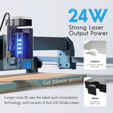 Longer B1 24000mW Laser Engraver,Equipped with auto air Assist, Camera kit,and 500mm Honeycomb Panel.High Speed 36000mm/min,Precise Cutting on Wood, Acrylic, and Stainless Steel. Longer