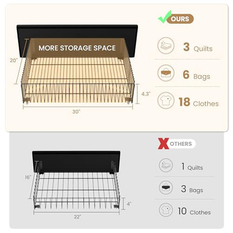 SHA CERLIN Velvet King Size Bed Frame with Vertical Channel Tufted Wingback Headboard & 2 Storage Drawers/2-Tier Shelves with LED Lights & Charging Station/Noise-Free/No Box Spring Needed/Black SHA CERLIN