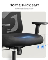 NOBLEWELL Ergonomic Office Chair with Padded Lumbar Support, 2D Headrest, Adjustable Armrests, Upgraded Contoured Seat Cushion, 130° Rocking Tilt, Computer Gaming Chair for Home Office NOBLEWELL
