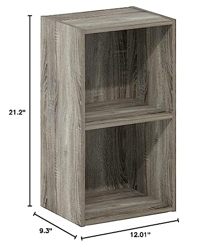 Furinno Luder Bookcase / Book / Storage, 2-Tier Cube, French Oak Furinno