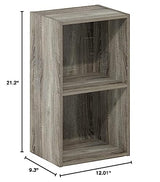 Furinno Luder Bookcase / Book / Storage, 2-Tier Cube, French Oak Furinno