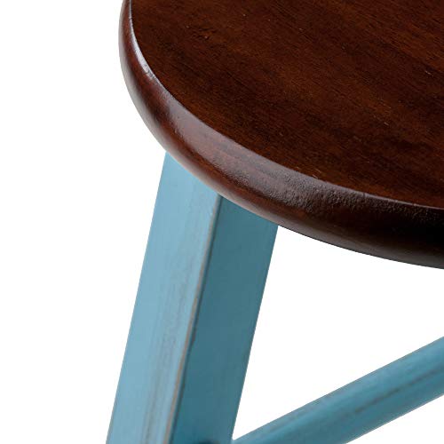 Winsome Wood Ivy model name Stool 13.4 x 13.4 x 24.2" Rustic Light Blue/Walnut Winsome