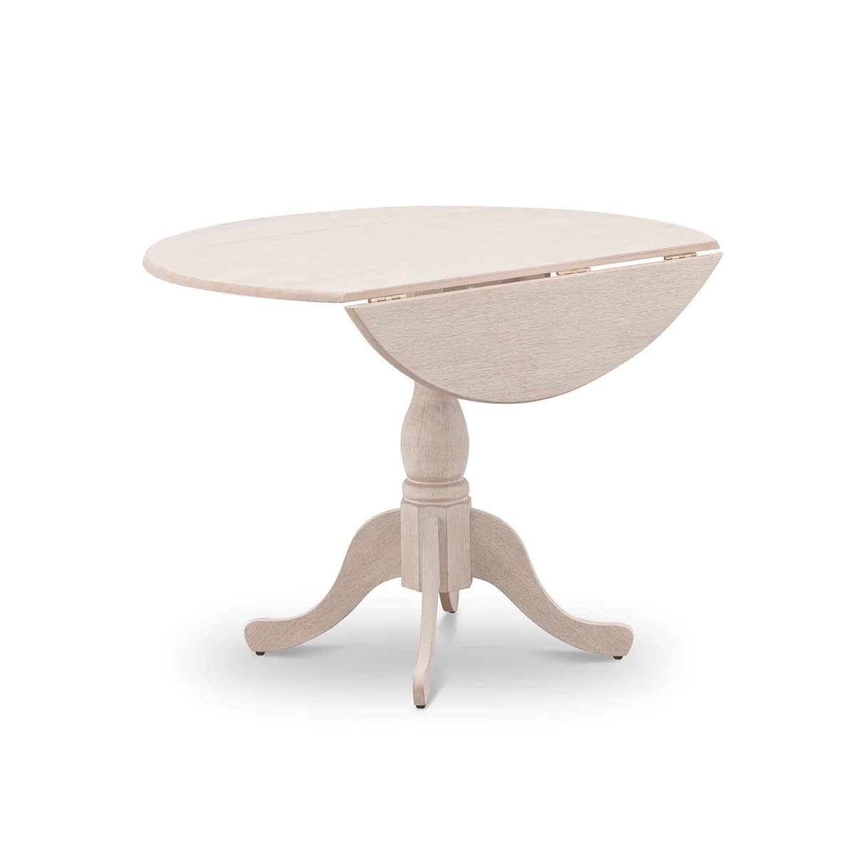 East West Furniture DMT-ABC-TP Dublin Kitchen Dining Table - a Round Wooden Table Top with Dropleaf & Pedestal Base, 42x42 Inch, Wirebrushed Buttercream - WoodArtSupply