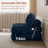 Vellorise Folding Sofa Bed, Convertible Sleeper Chair with Back Support and Pillow Futon,Boneless Foldable Couch for Living Room/Guest Use/Home Office, Foldable Chair Bed for Adults, Navy Blue Vellorise