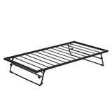 Nahenduo Twin Size Daybed with Pop up Trundle & Adjustable LED Lights, Futon Frame Bed, Metal Sofa Bed Frame for Living Room Bedroom Guest Room, Small Space, No Box Spring Needed (Black) Nahenduo