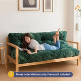MAXYOYO 6" Futon Mattress Full Size, Velvet Thick Futons Sofa Couch Bed, Versatile Floor Mattress for Adults (Frame Not Included), Green MAXYOYO