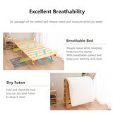 EMOOR Foldable Wood Slatted Floor Bed Frame OSMOS Twin Solid Pine (Earth-Natural), Easy Assembly Space Saving Storable Floor Life Tatami EMOOR