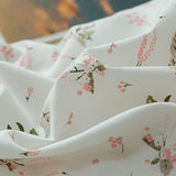 mixinni Small Floral Print Duvet Cover Full Flower Duvet Cover Set Soft Cotton Pink Reversible White Bedding Comforter Cover Zipper Closure 4 Corner Ties for Girls-Full Size mixinni