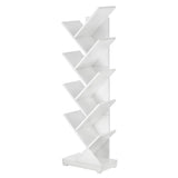 ruboka Tree Bookshelf,Retro Floor Standing Bookcase Display for CDs/Magazine/Books,Small Bookshelf for Bedroom,Living Room,Office,Balcony,Brown Storage Shelves (White, 9 Tier) ruboka