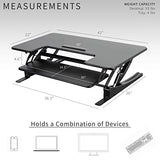 VIVO 42 inch Height Adjustable Stand Up Desk Converter, V Series, Quick Sit to Stand Tabletop Dual Monitor Riser Workstation, Black, DESK-V000VL VIVO