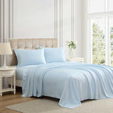 Laura Ashley - Twin Sheet Set, 100% Soft & Silky Smooth Satin Bed Sheets, Deep Pockets, Bedding with Matching Fitted Sheet & Pillowcase (Bliss Blue) Laura Ashley