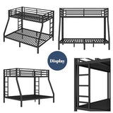 Bellemave Twin Over Full Bunk Bed with Ladders, Metal Bunk Beds Frame with Full-Length Guardrails, Heavy-Duty Bunkbed for Bedroom, Guest Room, Dorms, Noise-Reduce and No Spring Box Needed, Black Bellemave