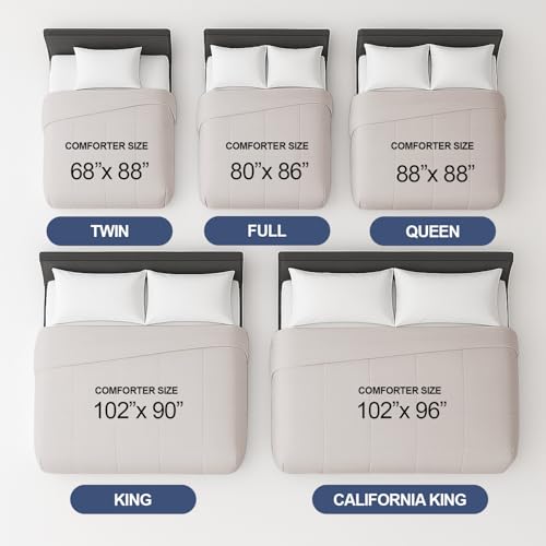 Queen Size, Light Gray Alternative Down Comforter - Warm, Lightweight & Breathable Hotel Quality Bedding for Men, Women, Kids & Teens - All Season Oversized Cooling Microfiber Duvet Insert Comforter CGK Unlimited