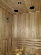 Canadian Hemlock Wood Traditional Swedish 48" 1 or 2 Person Indoor Sauna Spa, with 6KW Wet or Dry Heater, Advanced Control Panel, Rocks, and Water Bucket MCP Sauna