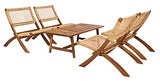 SAFAVIEH Outdoor Collection Blaze Coastal Acacia Wood/Light Brown 5-Piece Coffee Set PAT7080A, Natural/Natural Safavieh