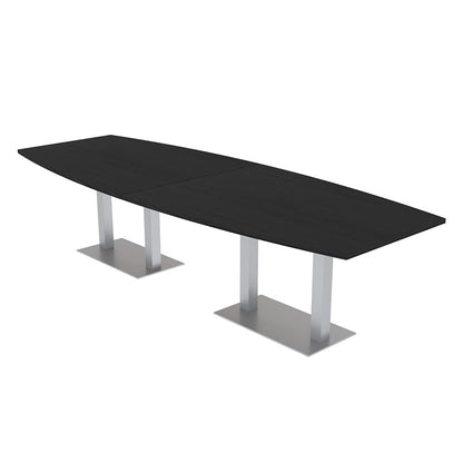 SKUTCHI DESIGNS INC. 10 Person Modular Conference Table with Metal Bases | Boat Shaped | Harmony Series | 10' | Black Cypress - WoodArtSupply