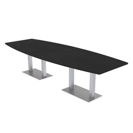 SKUTCHI DESIGNS INC. 10 Person Modular Conference Table with Metal Bases | Boat Shaped | Harmony Series | 10' | Black Cypress SKUTCHI DESIGNS INC.