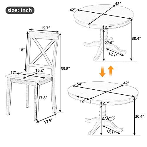 Merax 5 Pieces Dining Table Set,Retro Style Chairs with Solid Wood Legs for Kitchen Diningroom Merax
