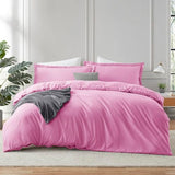 Hearth & Harbor Light Pink Duvet Cover Full Size - 3 Piece Soft Double Brushed Bedding Set - Includes 1 Full Duvet Cover with Button Closure 80x90 inches and 2 Pillow Shams Hearth & Harbor