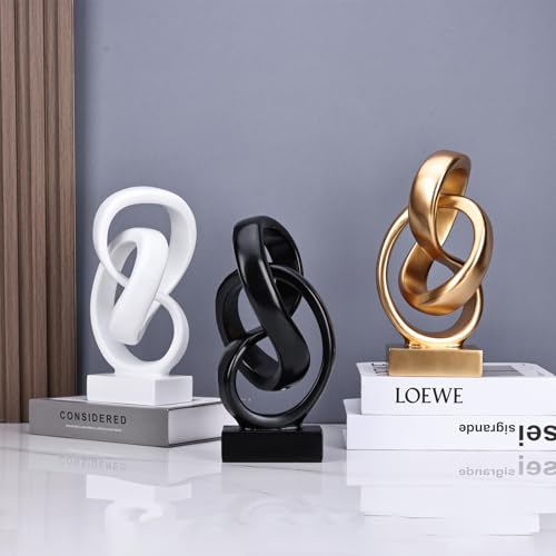 DOVDOV Abstract Black Knot Sculpture, Geometric Decor, Black Decorative Piece for Living Room Coffee Table or Bookshelf Top, Office Coffee Table or Entryway Console Decor. DOVDOV
