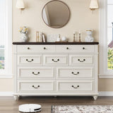 Jocoevol Cream Farmhouse Dresser for Bedroom, 9 Drawer Chest of Drawers, Tall Dressers for Bedroom Storage, Dresser for Closet, Dressers & Chests of Drawers (Cream, 53.5" Wide) Jocoevol