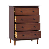Walker Edison Modern Tall 4 Solid Wood Dresser Bedroom Storage Drawer Organizer Closet Hallway, 40 Inch, Walnut-T Walker Edison