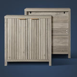 OAKHAM HOME Oxford Storage Cabinet Fluted Sideboard Buffet Cabinet with Adjustable Shelves, Modern Accent Cabinet Multifunctional Console Cabinet for Living Room, Kitchen.(Grey Oak) OAKHAM HOME