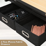 Athena Collection Drafting Table for Artists, Height Adjustable Drawing Table, Dual Desktop Art Desk Metal Frame Art Table Tiltable Craft Desk Paintings Work Station with Stool and Drawers, Natural Athena Collection