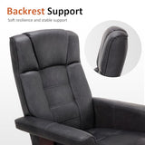 MCombo Manual Swivel Recliner with Ottoman, Chair Ottoman Set for RV Small Spaces, Living Room, Bedroom, Office 9019 4919 (Faux Leather, Dark Grey)