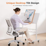GTRACING Standing Desk Adjustable Height & Tiltable Tabletop, 32 Inch Portable Desk for Home Office Stand Up Work and Walking Pad Treadmill, Small Mobile Computer Table for Laptop, White GTRACING