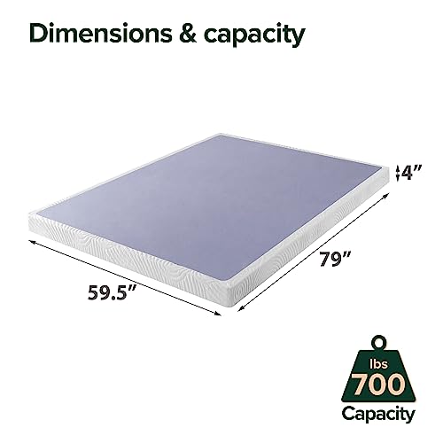 ZINUS Edgar 4 Inch Bamboo Box Spring - Sturdy Mattress Foundation for Reliable Support, Queen Size - WoodArtSupply