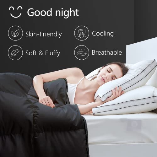 TEXARTIST Premium 2100 Series Queen Comforter All Season Breathable Black Comforter Soft 4D Spiral Fiber Quilted Down Alternative Duvet Insert with Corner Tabs Luxury Hotel Style (88"x88") TEXARTIST