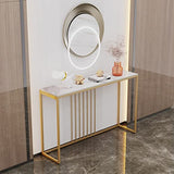 Wisfor Sintered Stone Console Table: White Entryway Table with Golden Frame - Modern Narrow Table Behind Sofa - Long Table for Hallway Foyer, 47.2x11.8x30.9 inch Wisfor