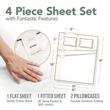 TEXAS LINEN CO. 100% Organic Cotton Sheets Queen Size - 4 PC Organic Cotton Queen Size Percale Weave Sheet Set, Soft, Cooling, Crisp & Breathable, 16" Deep Pocket Hotel Quality Bedding Set - White