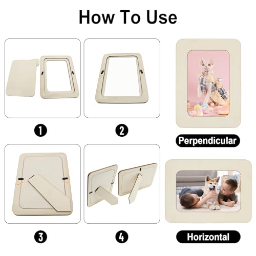 RYKOMO 20 PCS DIY Wood Picture Frames, Unfinished Wooden Frames for 4 x 6 in Photos Wood Photo Picture Frames for Crafts Wood, DIY Painting, Arts Projects, Decorate RYKOMO