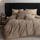 MooMee Duvet Cover Set 100% Extra Long Staple Cotton 600 Thread Count Silky Sateen Smooth Luxury Soft Breathable Durable Hotel Quality Bedding, 3 Pieces (Mocha Brown, Queen 90"x90") MooMee