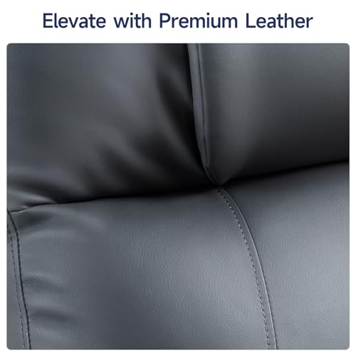 Brage Living Power Lift Recliner Chair for Elderly with Massage & Heat, 160° Adjustable PU Leather Electric Recliner with Remote, Cup Holders, Side Pockets, and Stand Assist for Living Room (Grey)