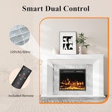 Weyderk 50 inch Electric Fireplace with Mantel, Fireplace TV Stand with 23" Insert Heater for Living Room Bedroom, 12 Flame Colors, Remote Control, Touch Screen, Timer, Weathered Stone Weyderk