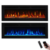Co-Flame Channing Pro 50 Inch Smart Recessed and Wall Mounted Electric Fireplace, 12 Colors of Flame & Ember, 5 Brightness, 1500W Heater, Log & Crystal, Alexa/WiFi Enabled Co-Flame