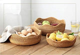 YANGQIHOME Rattan Bread Basket, Round Fruit Baskets, Wicker Storage Bowls, Natural Woven Serving Basket Bowls, Decorative Baskets for Kitchen Counter Organizing, Gift Basket, Set of 3 YANGQIHOME