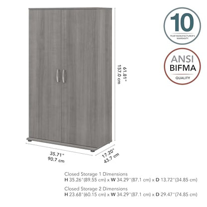 Bush Business Furniture Universal Tall Storage Cabinet with Doors and Shelves, Platinum Gray